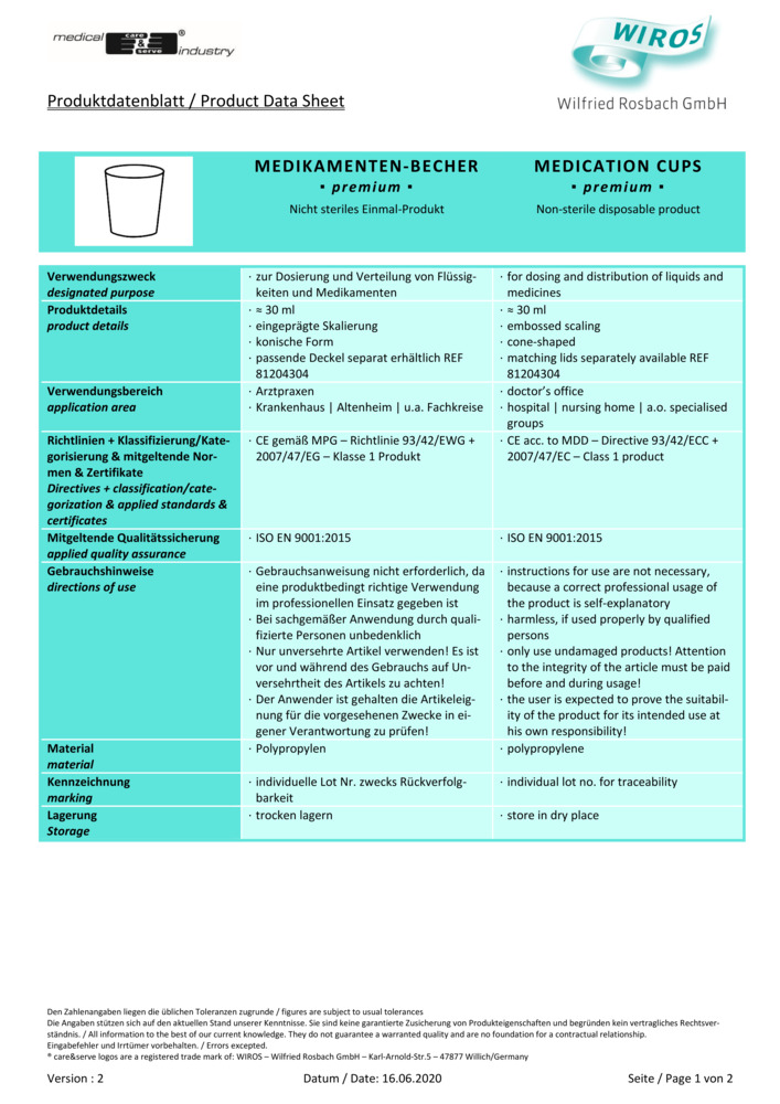 Datenblatt Zertifikat