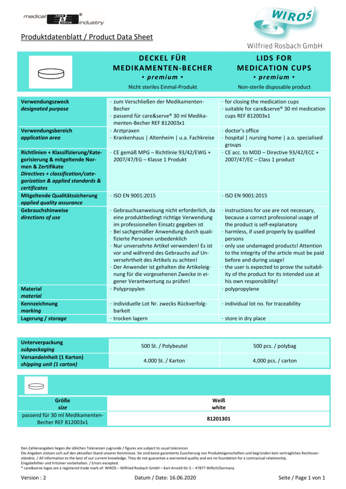 Datenblatt Zertifikat