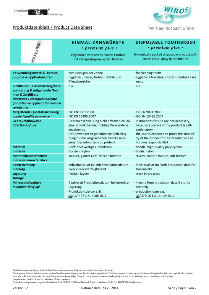 Datenblatt Zertifikat