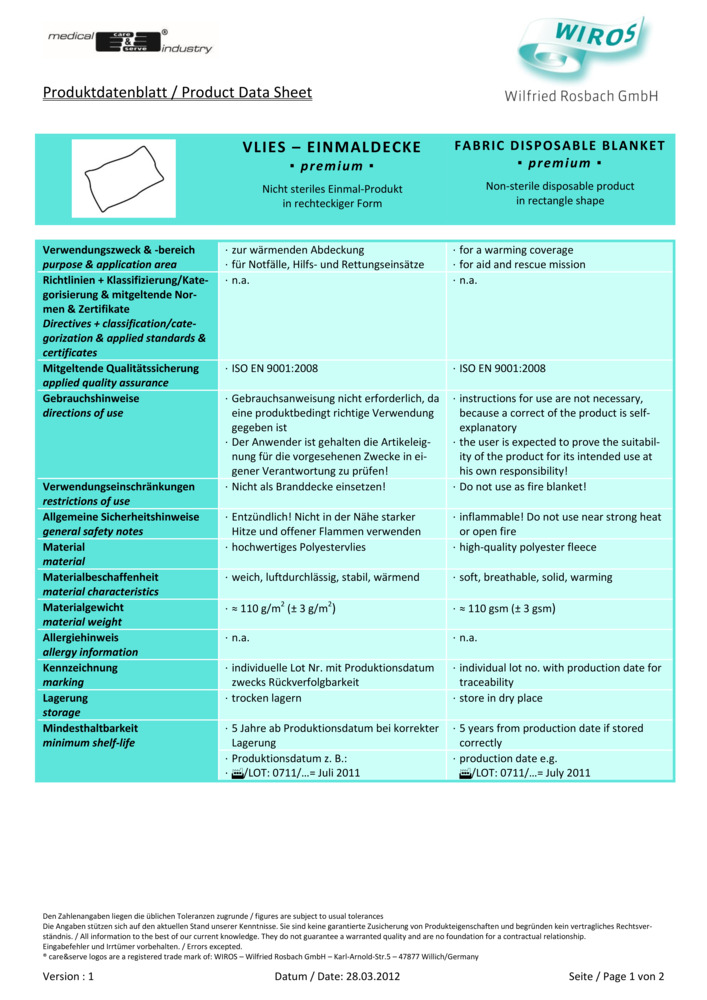 Datenblatt Zertifikat