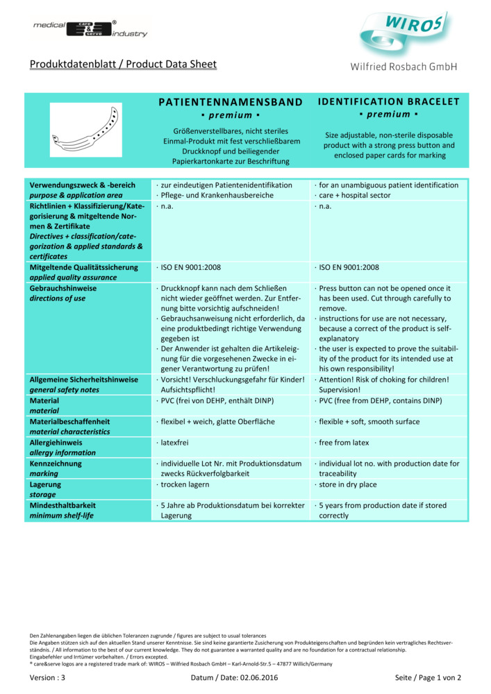 Datenblatt Zertifikat