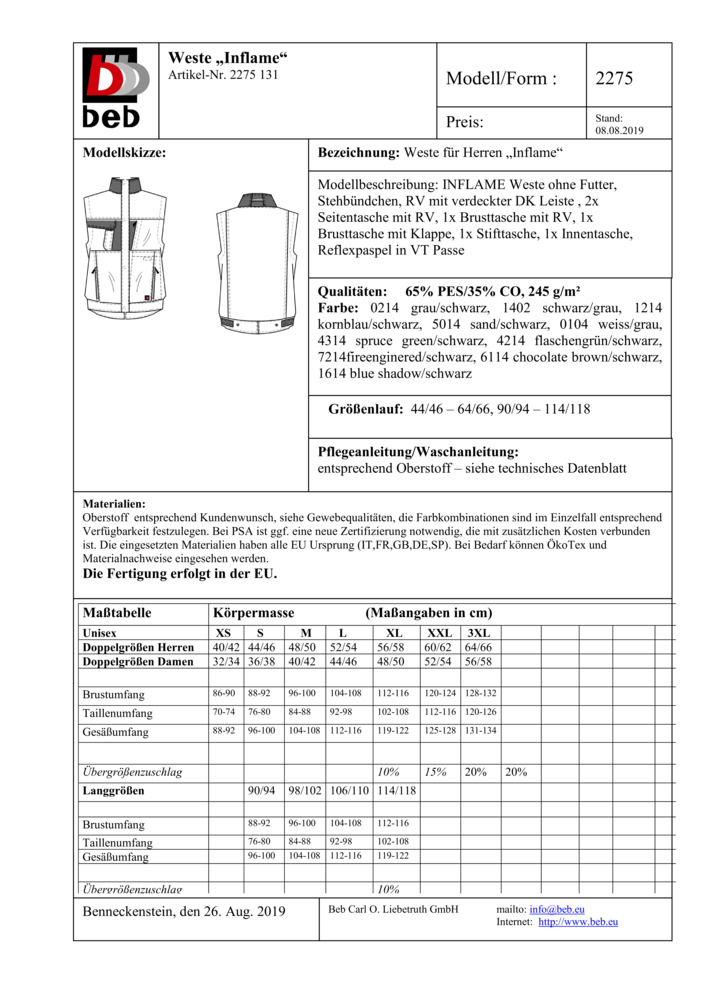 Datenblatt Zertifikat