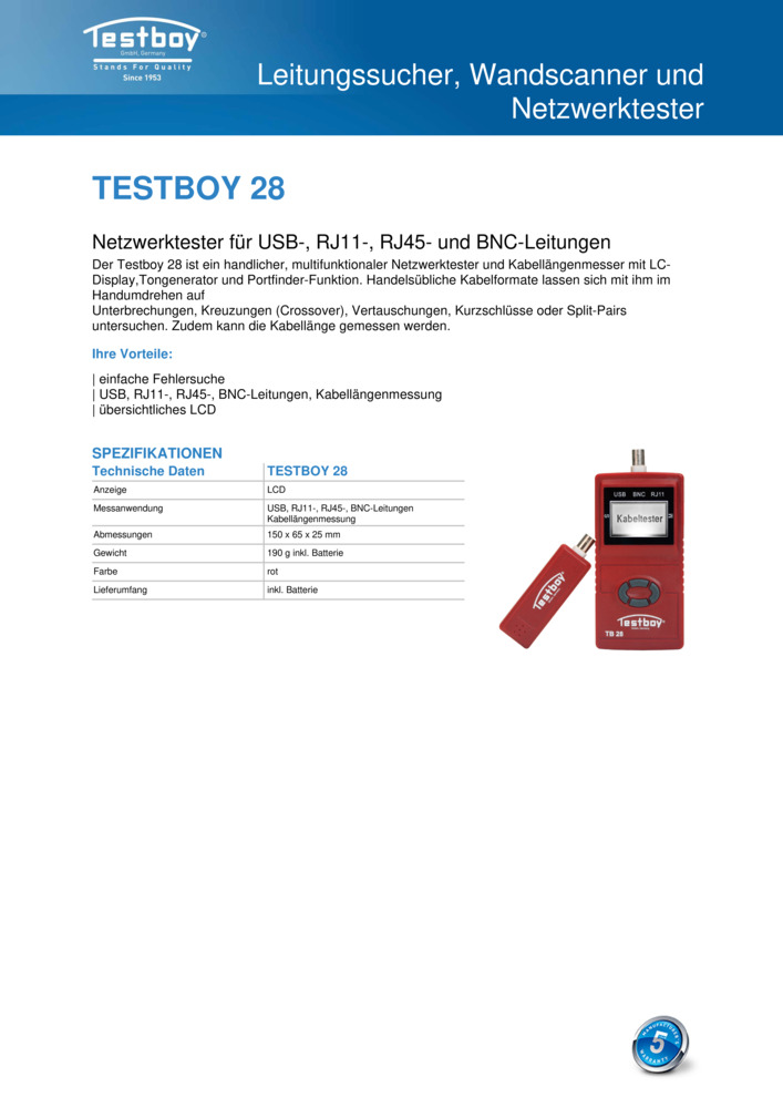 Datenblatt Zertifikat
