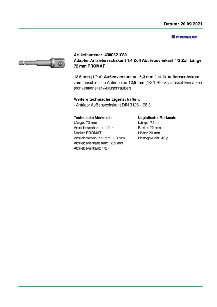 Datenblatt Zertifikat