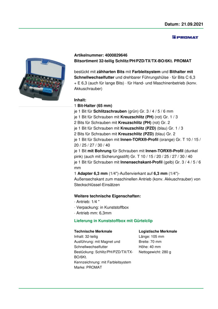 Datenblatt Zertifikat