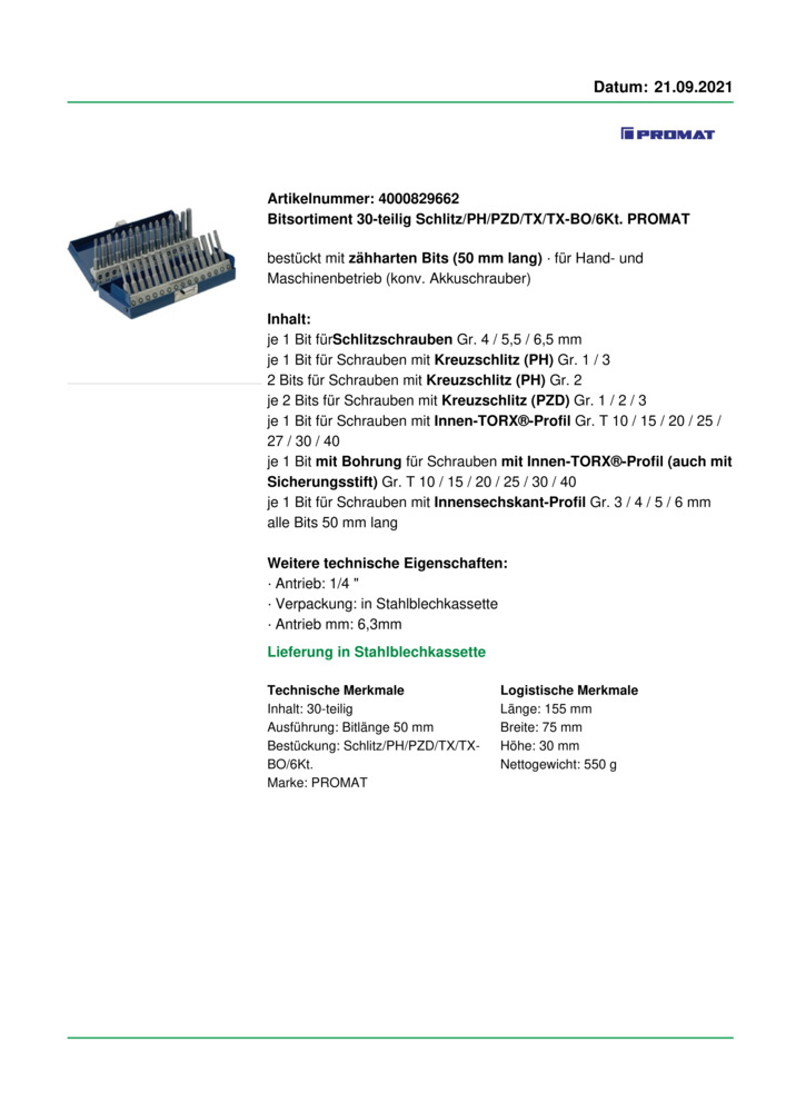 Datenblatt Zertifikat