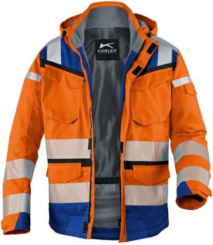 KBLER-Workwear-REFLECTIQ Warn-Schutz-Wetter-Bund-Jacke, warnorange / kornblau