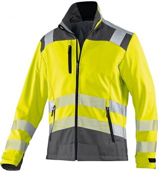 KBLER-Workwear-REFLECTIQ Warn-Schutz-Softshell-Jacke, warngelb / anthrazit