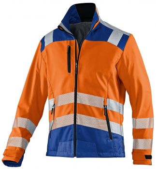 KBLER-Workwear-REFLECTIQ Warn-Schutz-Softshell-Jacke, warnorange / kornblau