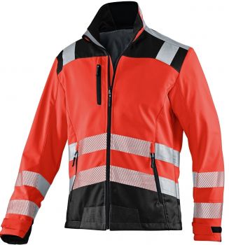 KBLER-Workwear-REFLECTIQ , Warn-Schutz-Softshell-Jacke, warnrot / schwarz