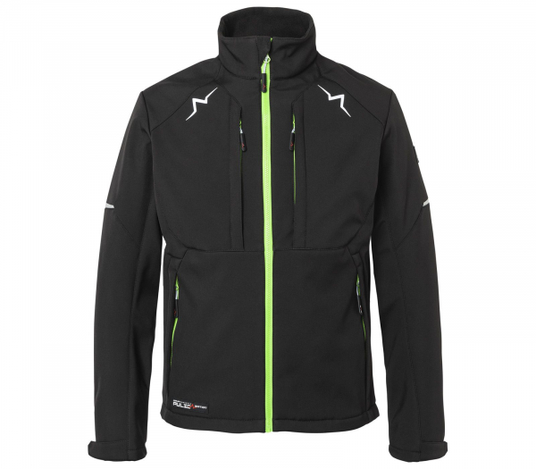KBLER-PULSE Softshell Jacke Herren, 320 g/m, schwarz/neongrn