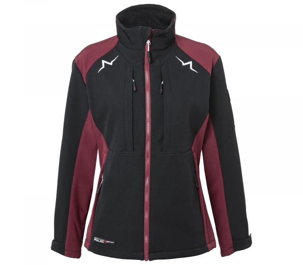 KBLER-PULSE Softshell Jacke Damen, 320 g/m, schwarz/bordeaux