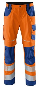 KBLER-Workwear-REFLECTIQ Warn-Schutz-Bundhose, warnorange / kornblau