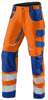 KBLER-Workwear-REFLECTIQ Warn-Schutz-Sommer-Bundhose, warnorange / kornblau