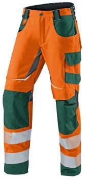 KBLER-Workwear-REFLECTIQ Warn-Schutz-Sommer-Bundhose, warnorange / moosgrn