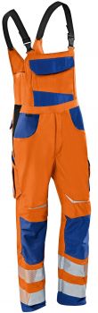 KBLER-Workwear-REFLECTIQ Warn-Schutz-Latzhose, warnorange / kornblau