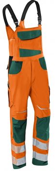 KBLER-Workwear-REFLECTIQ Warn-Schutz-Latzhose, warnorange / moosgrn