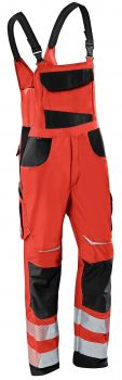 KBLER-Workwear-REFLECTIQ Warn-Schutz-Latzhose, warnrot / schwarz