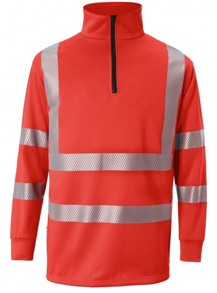 KBLER-Warn-Schutz, REFLECTIQ Zip-Sweater, PSA 2, ca.300g/m, warnrot