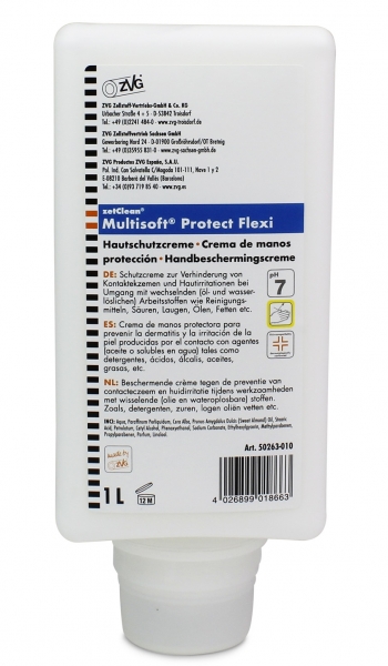 ZVG-zetClean-Hand-/Haut-Schutz-Pflege, Multisoft tect Flexi-Hautschutzcreme, VE: 6 Flaschen a 1.000 ml