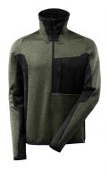 MASCOT-Workwear-Arbeits-Berufs-Fleece-Pullover, ADVANCED, mit kurzem Reißverschluss, 260 g/m², moosgrün/schwarz