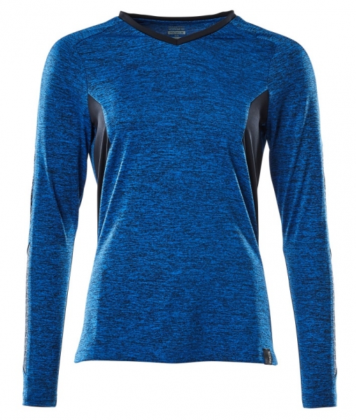 MASCOT-Damen-T-Shirt, langarm, 230 g/m, azurblau/schwarzblau