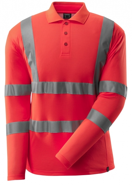 MASCOT-Warnschutz-Polo-Shirt, langarm, 140 g/m, warnrot