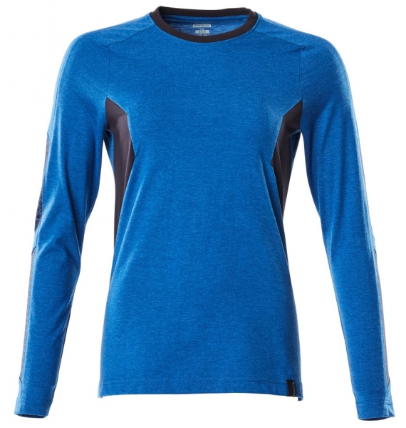 MASCOT-Damen-T-Shirt, langarm, 195 g/m, azurblau/schwarzblau