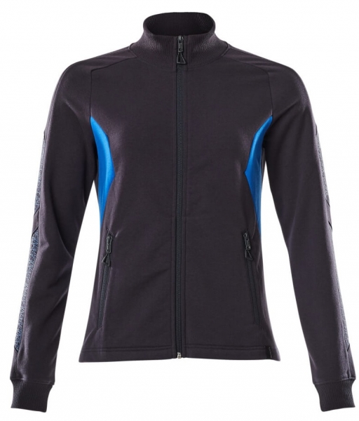 MASCOT-Damen-Sweatshirt mit Reiverschluss, 310 g/m, schwarzblau/azurblau