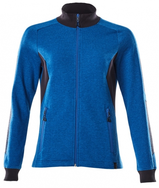 MASCOT-Damen-Sweatshirt mit Reiverschluss, 310 g/m, azurblau/schwarzblau