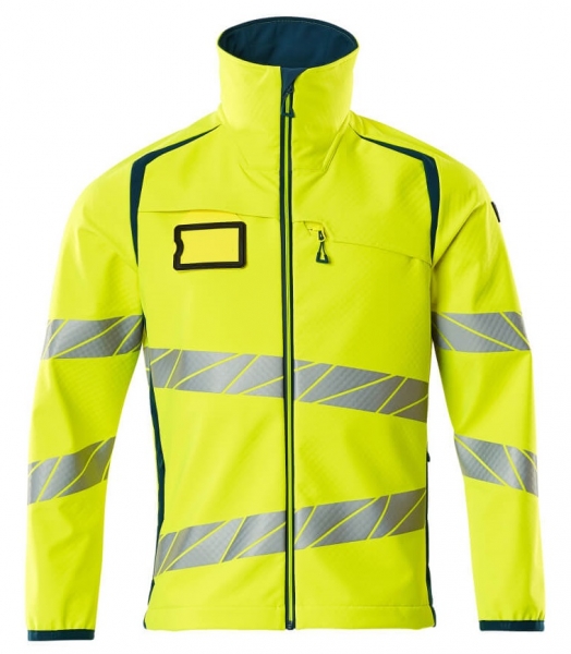 MASCOT-Warnschutz-Soft Shell Jacke, ACCELERATE SAFE, warngelb/dunkelpetroleum