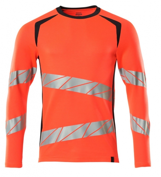 MASCOT-Warnschutz-Langarm-Shirt, ACCELERATE SAFE, warnrot/schwarzblau