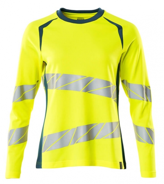 MASCOT-Warnschutz-Damen Langarm-Shirt, ACCELERATE SAFE, warngelb/dunkelpetroleum