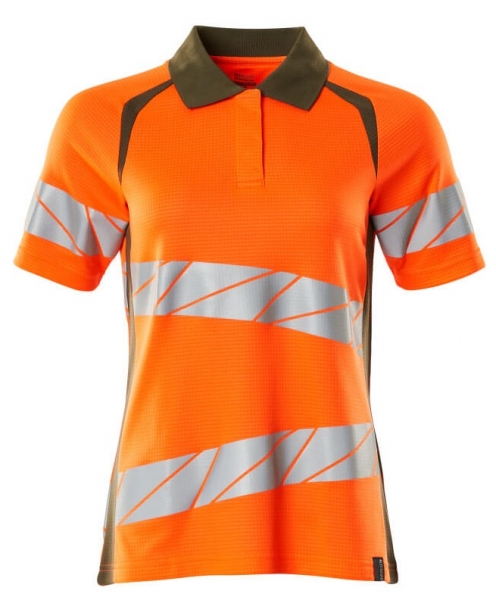 MASCOT-Warnschutz-Damen Polo-Shirt, ACCELERATE SAFE, warnorange/moosgrün
