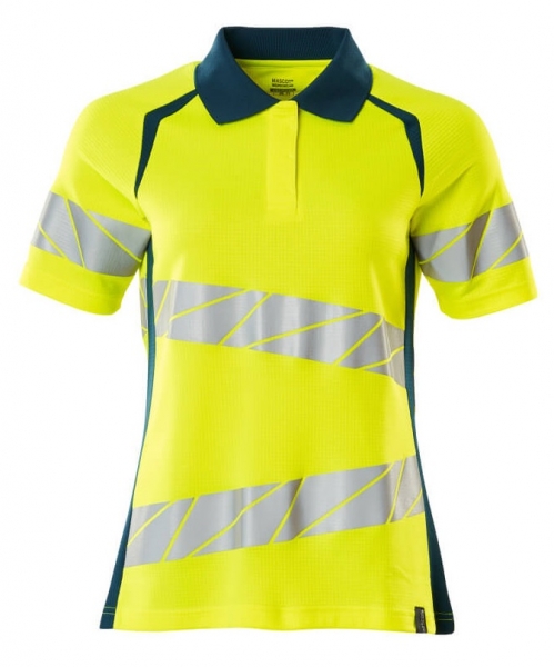 MASCOT-Warnschutz-Damen Polo-Shirt, ACCELERATE SAFE, warngelb/dunkelpetroleum