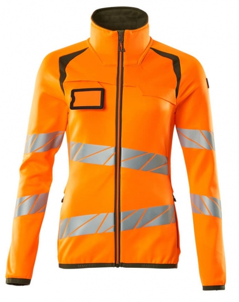 MASCOT-Warnschutz-Damen Fleecepullover, ACCELERATE SAFE, warnorange/moosgrün