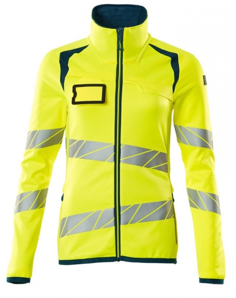 MASCOT-Warnschutz-Damen Fleecepullover, ACCELERATE SAFE, warngelb/dunkelpetroleum