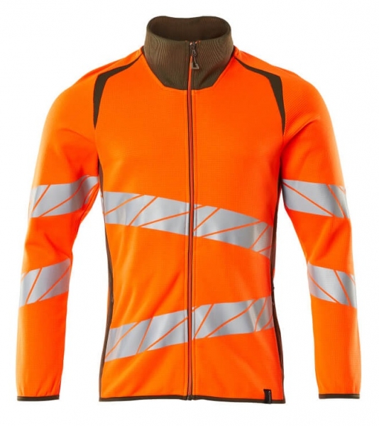MASCOT-Warnschutz-Sweatshirt mit Reiverschluss, ACCELERATE SAFE, warnorange/moosgrn
