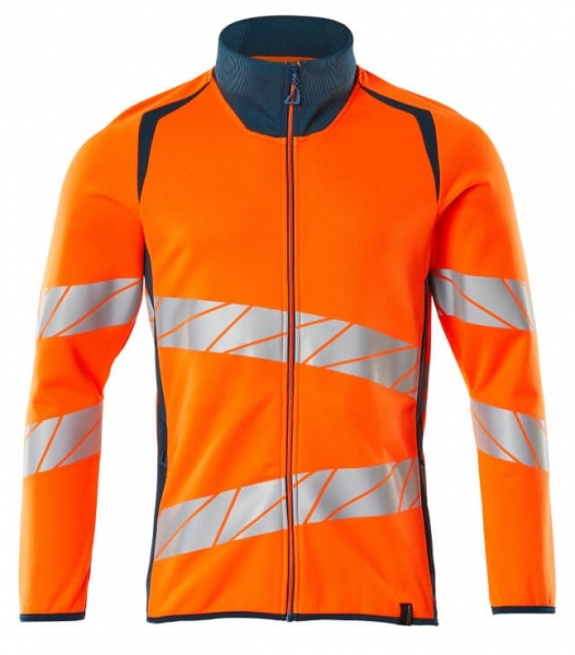 MASCOT-Warnschutz-Sweatshirt mit Reißverschluss, ACCELERATE SAFE, warnorange/dunkelpetroleum