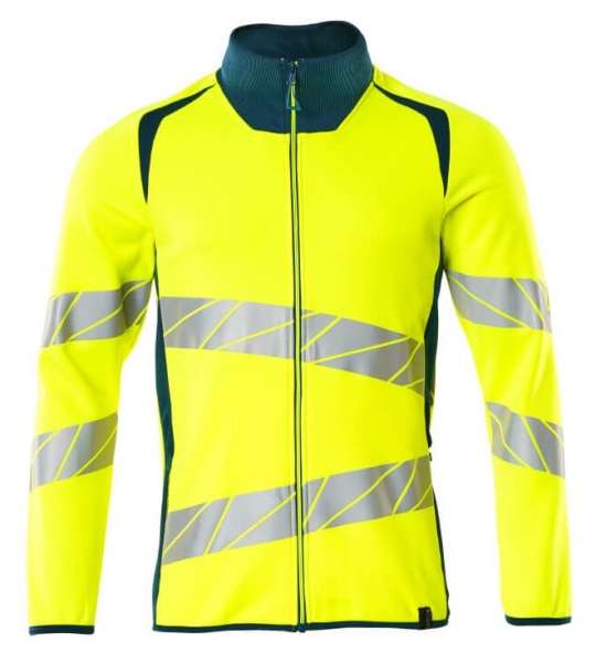 MASCOT-Warnschutz-Sweatshirt mit Reiverschluss, ACCELERATE SAFE, warngelb/dunkelpetroleum