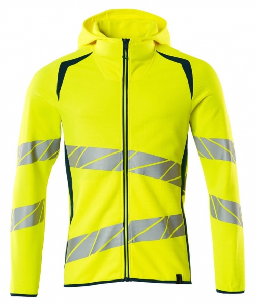 MASCOT-Warnschutz-Kapuzensweatshirt, ACCELERATE SAFE, high vis gelb/dunkelpetroleum