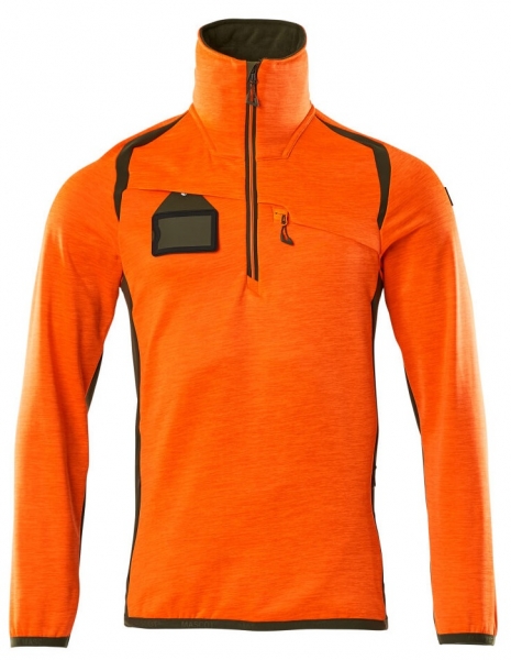 MASCOT-Warnschutz-Fleecepullover, ACCELERATE SAFE, high vis orange/moosgrün