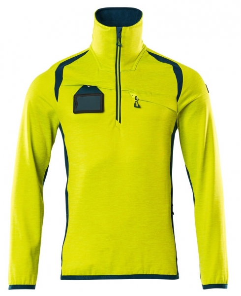 MASCOT-Warnschutz-Fleecepullover, ACCELERATE SAFE, high vis gelb/dunkelpetroleum