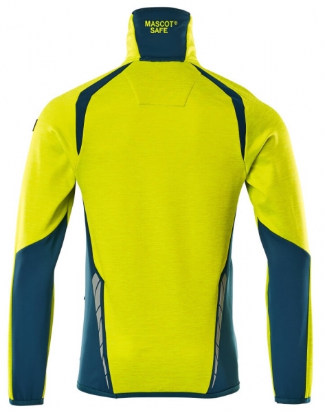 MASCOT-Warnschutz-Fleecepullover, ACCELERATE SAFE, high vis gelb/dunkelpetroleum