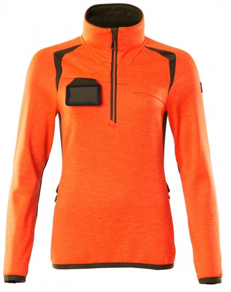 MASCOT-Warnschutz-Damen Fleecepullover, ACCELERATE SAFE, high vis orange/moosgrün
