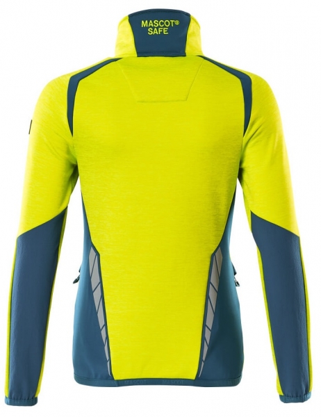 MASCOT-Warnschutz-Damen Fleecepullover, ACCELERATE SAFE, high vis gelb/dunkelpetroleum