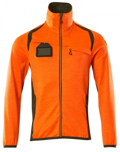 MASCOT-Warnschutz-Fleecepullover, ACCELERATE SAFE, high vis orange/moosgrün