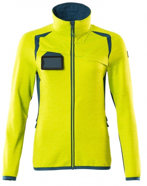 MASCOT-Warnschutz-Damen Fleecejacke, ACCELERATE SAFE, high vis gelb/dunkelpetroleum