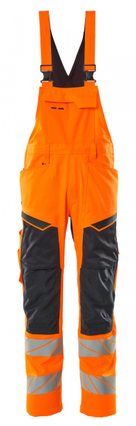 MASCOT-Warnschutz-Latzhose mit Knietaschen, 76 cm, warnorange/schwarzblau
