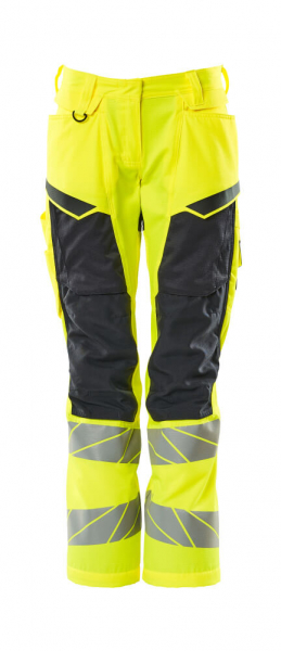 MASCOT-Damen-Warnschutz-Bundhose mit Knietaschen, DIAMOND, 76 cm, warngelb/schwarzblau